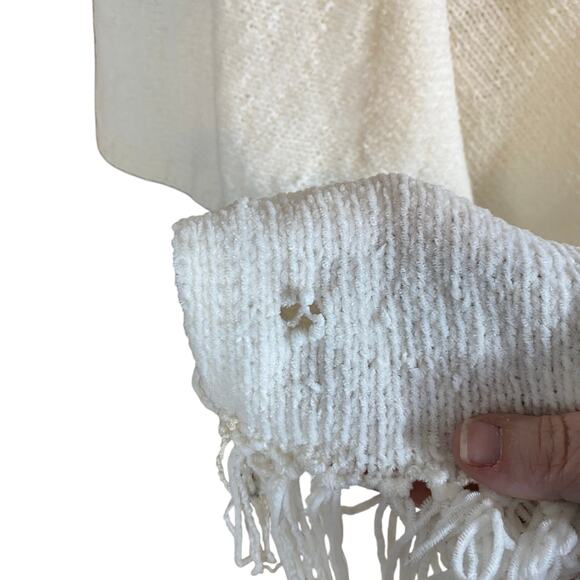 Vintage Sideeffects White Fringe Kimono Shawl Wrap Boho Acrylic Hong Kong - Picture 6 of 8